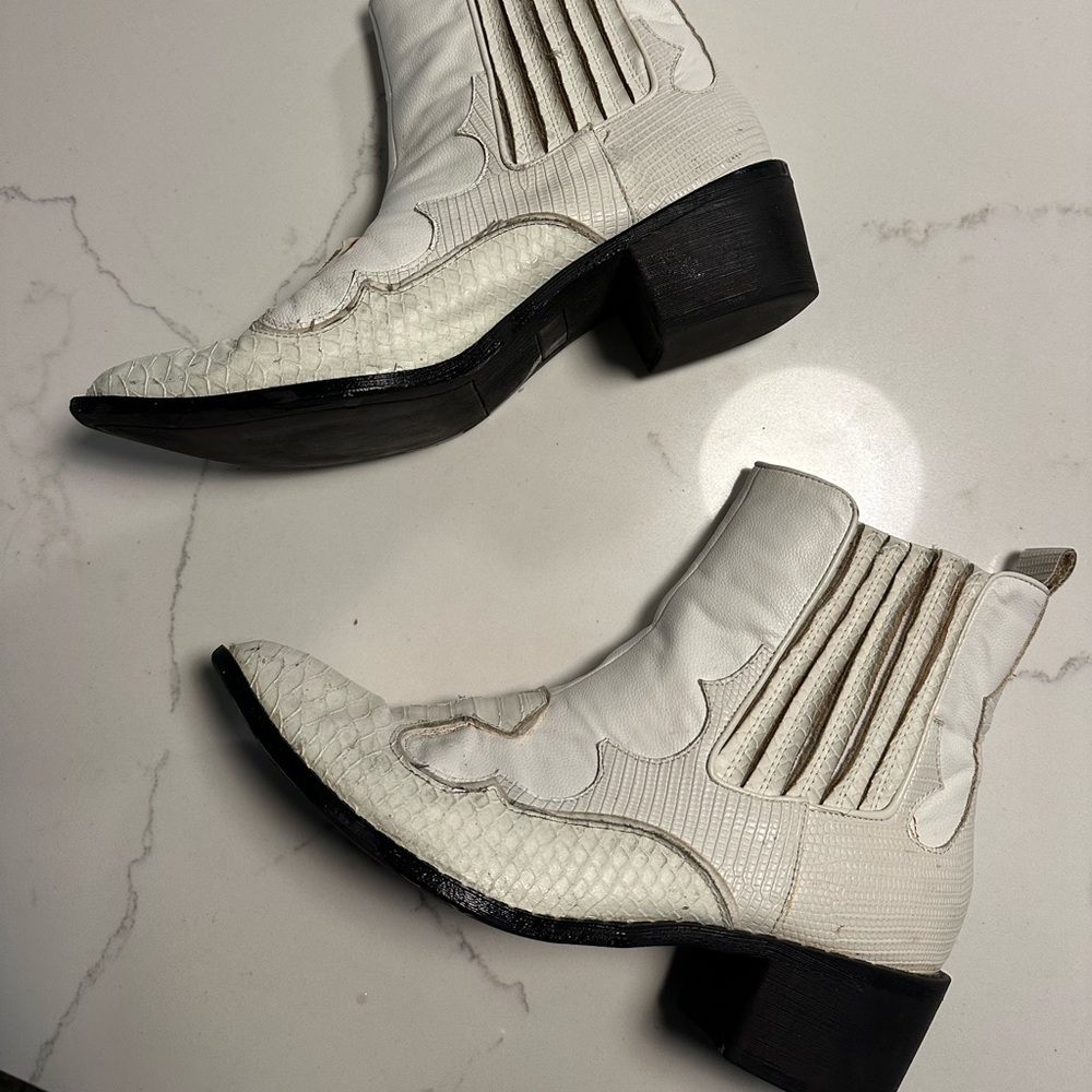 Free People White Frontier Ankle Boots